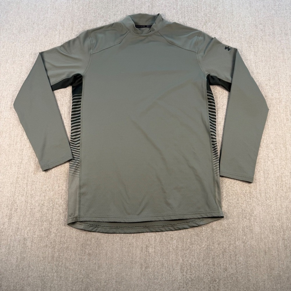 Under Armour ColdGear Infrared Reactor Top Mens M Green Fitted Mock Neck Shirt